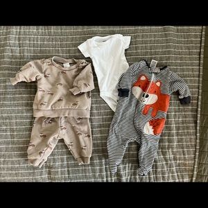 Newborn lot, sweatsuit + onesie + sleeper